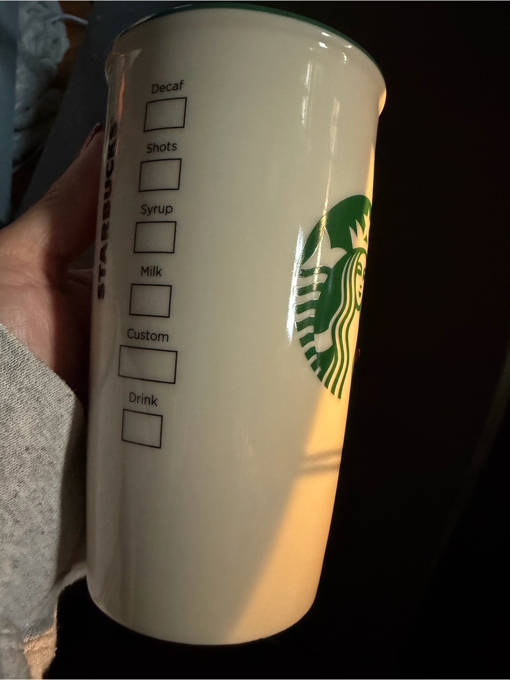 Starbucks Cream Ceramic Tumbler with Green Siren Logo